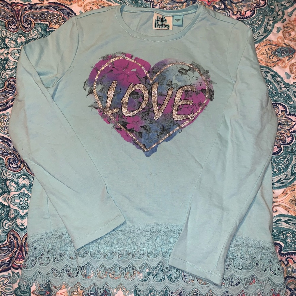 Mint Green Little Pretties Long Sleeve Top